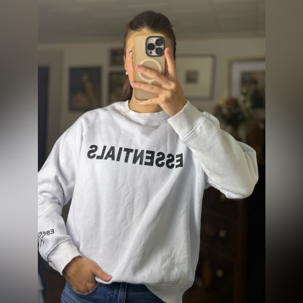 Essentials Men's White Crewneck Sweater